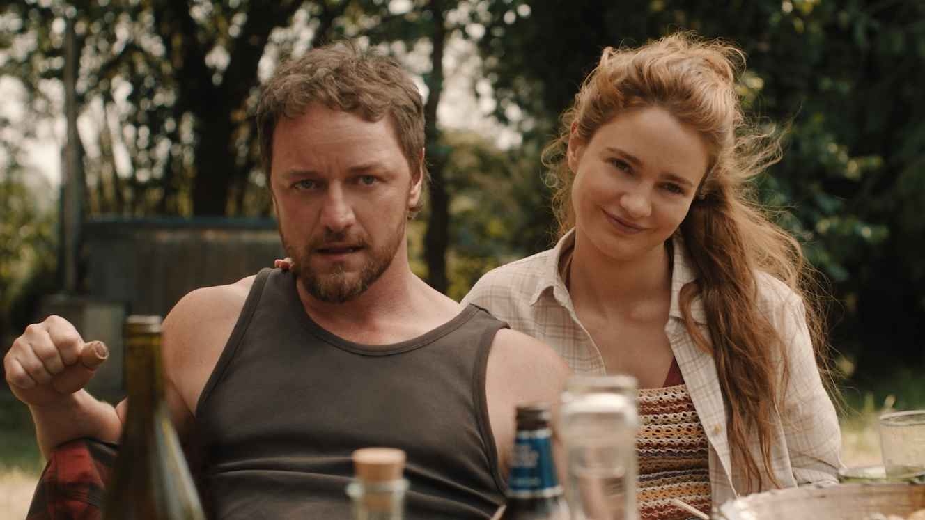 (from left) Paddy (James McAvoy) and Ciara (Aisling Franciosi) in Speak No Evil, directed by James Watkins. 