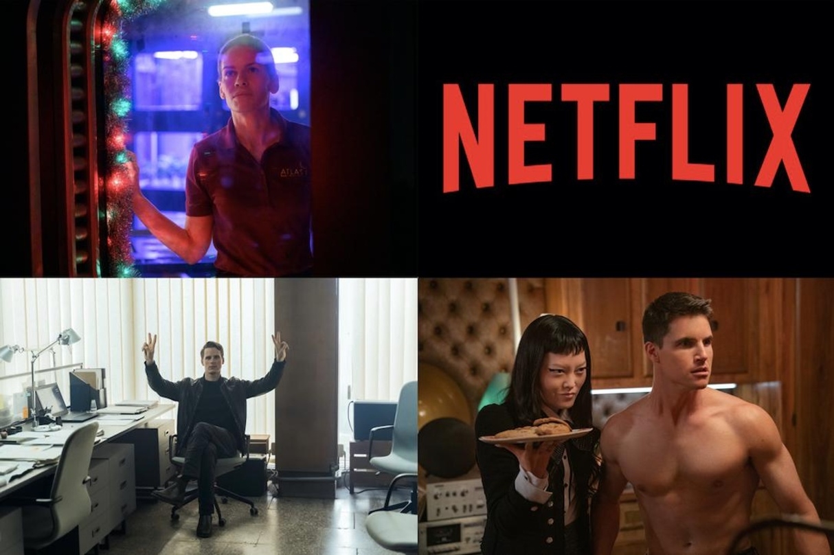 Erfolge auf Netflix: "Away" (l.o.), "Der junge Wallander" (l.u.) und "The Babysitter: Killer Queen" (r.u.)