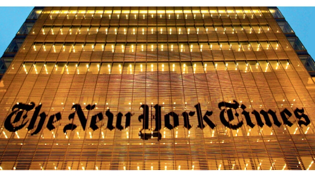 Das Verlagsgebäude der New York Times in der Eigth Avenue in Manhattan -