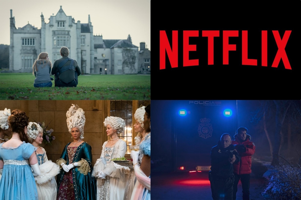 Netflix-Erfolge: "Fate: The Winx Saga" (l.o.), "Bridgerton" (l.u.) und "Unter Null" (r.u.)
