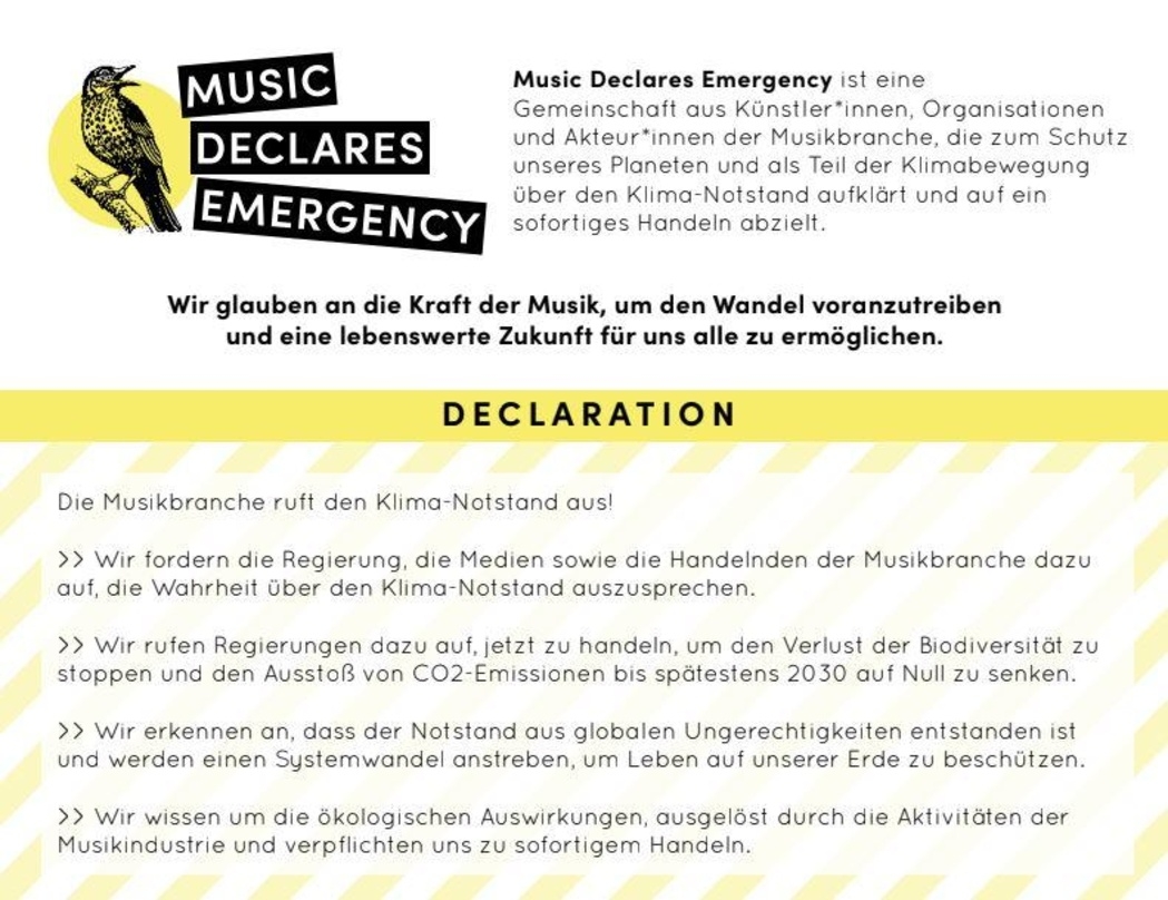 Klärt über den Klima-Notstand auf: Music Declares Emergency Germany