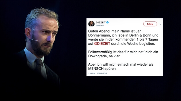 Satiriker Jan Böhmermann twittert jetzt unter @DieZeit