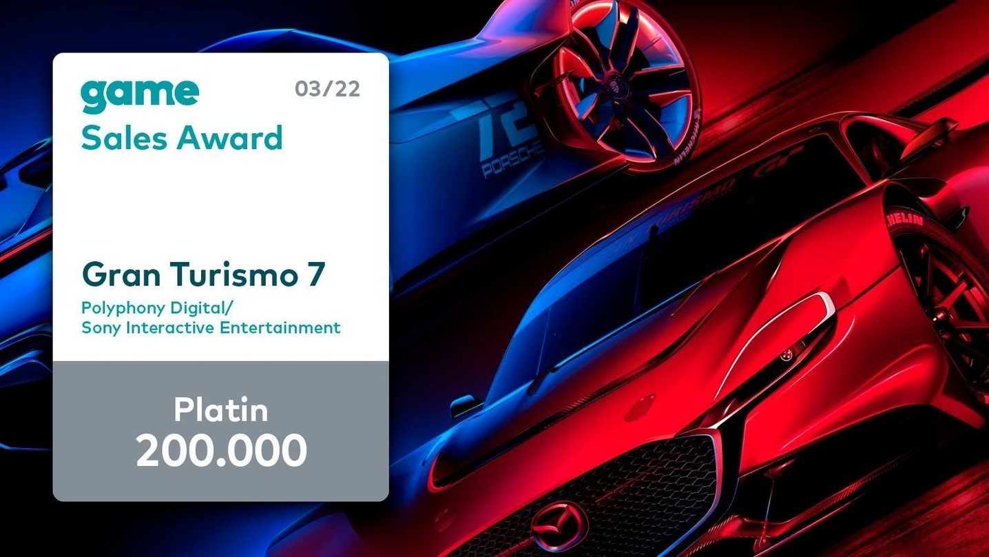 "Gran Turismo 7" wurde im März veröffentlicht und räumte gleich einen game Sales Award in Platin ab.