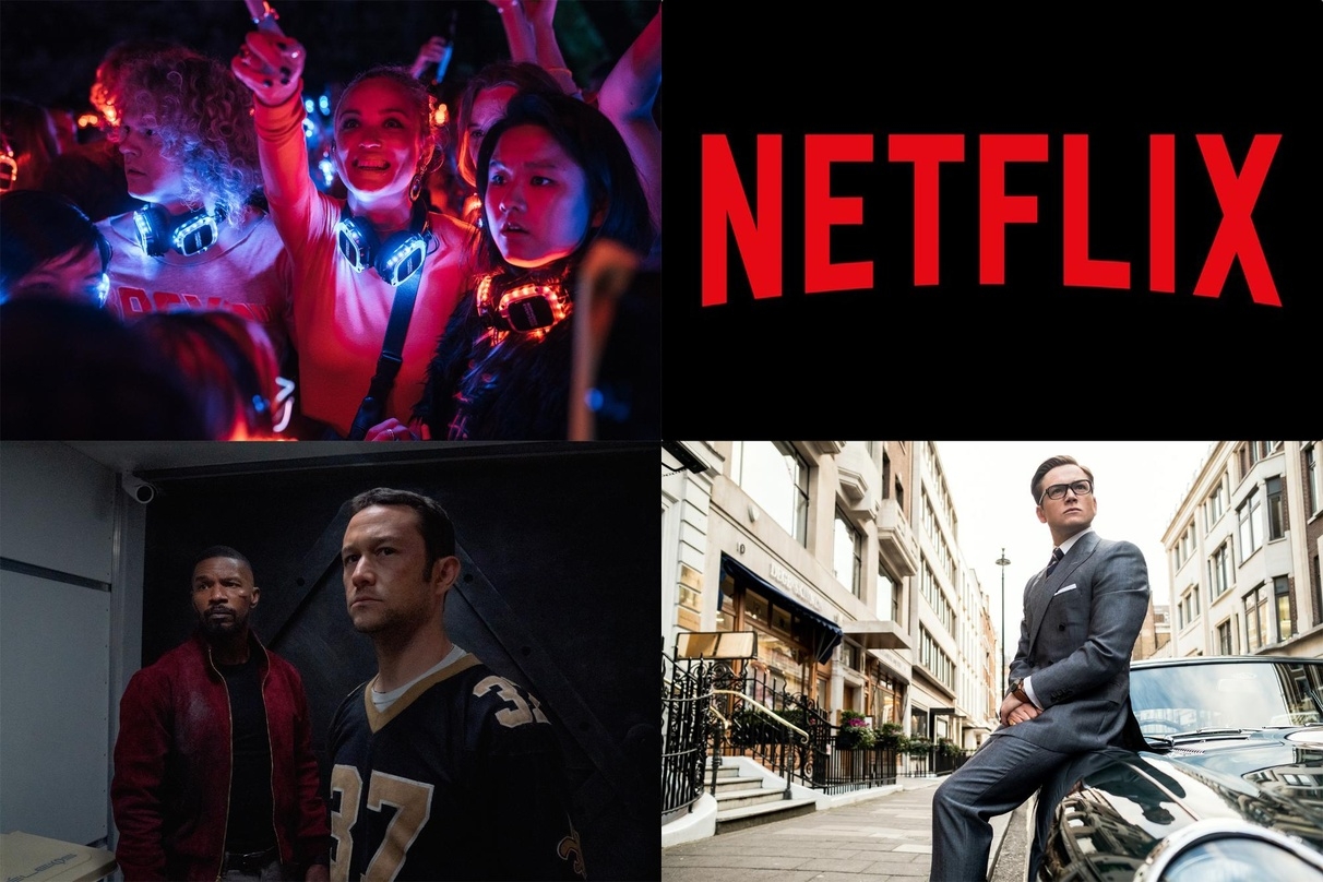 Erfolge auf Netflix: "Biohackers" (l.o.), "Project Power" (l.u.) und "Kingsman" (r.u.)