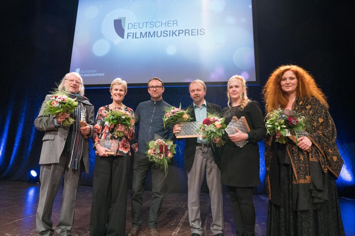 Nach der Verleihung: die Preisträger beim Deutschen Filmmusikpreis