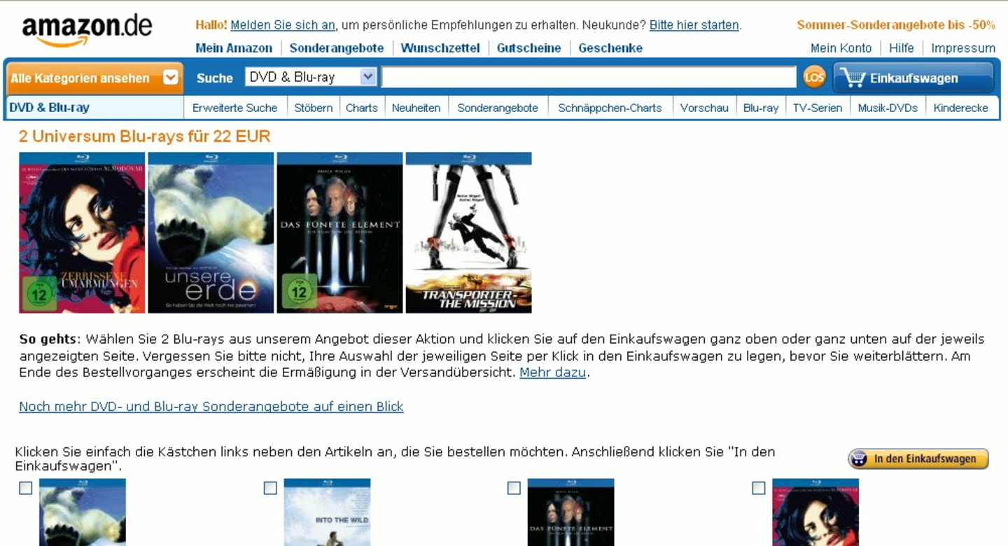 Zwei Blu-rays von Universum kosten bei Amazon 22 Euro