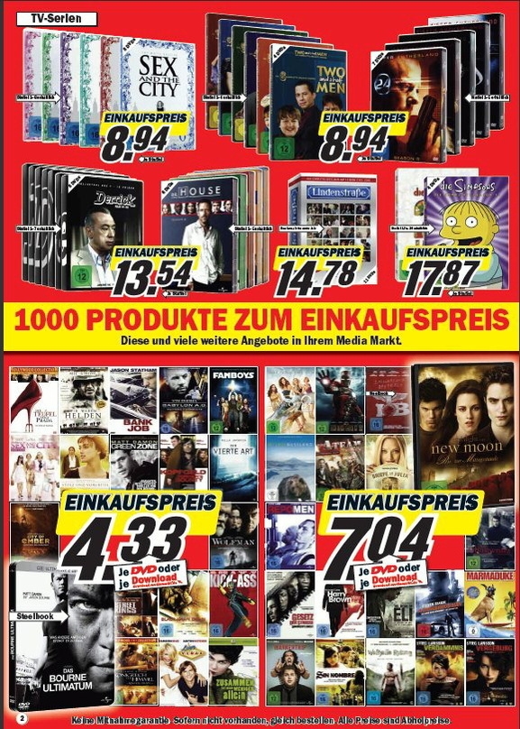 Viele DVDs und Blu-rays zum "Einkaufspreis" bei Media Markt