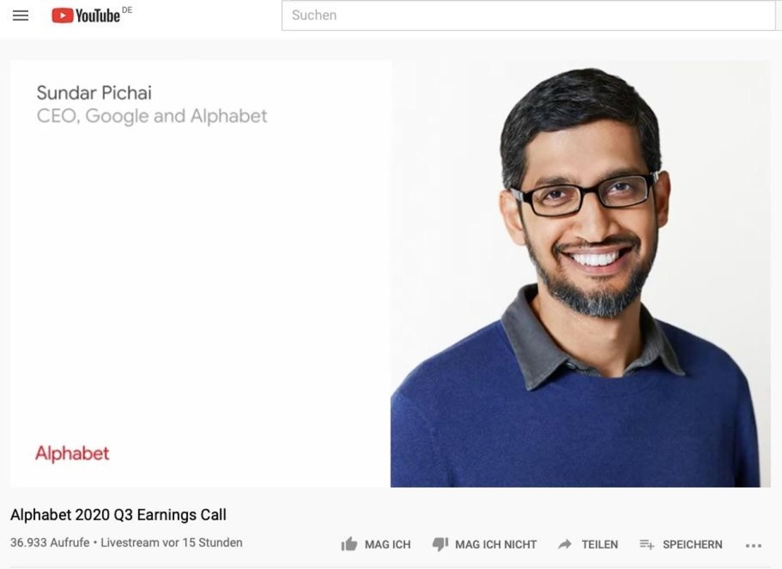 Soielte binnen drei Monaten über YouTube mehr als fünf Milliarden Dollar an Werbegeldern ein: Google-CEO Sundar Pichai 