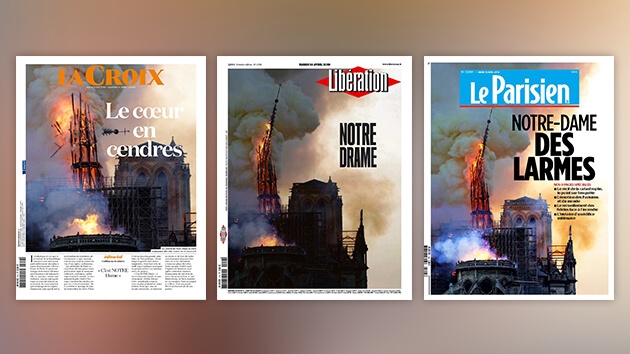 Der Brand von Notre-Dame ist das Titelthema der Zeitungen