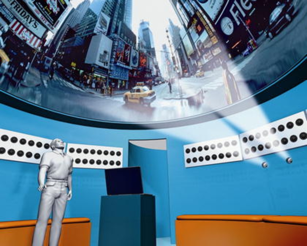 Der "Multimedia Dome" bietet 360°-Sehen und 3D-Hören sowie Kinogenuss in Rückenlage