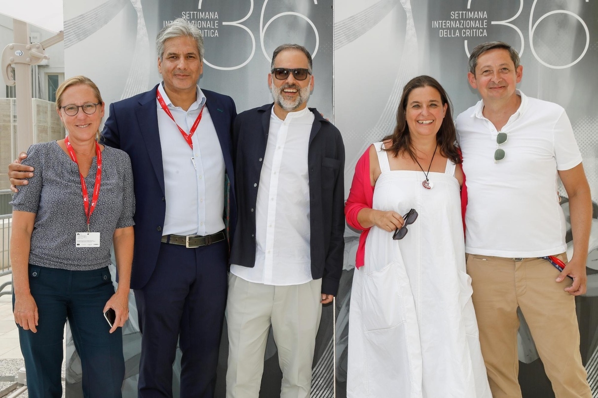 Bei der Weltpremiere von "Salamandra" in Venedig (v.l.n.r.): Amélie Linder (Alpenrepublik), Produzent Sven Schnell, Regisseur Alex Carvalho, Executive Producer Silke Wilfinger, Xavier Chotard (Alpenrepublik)