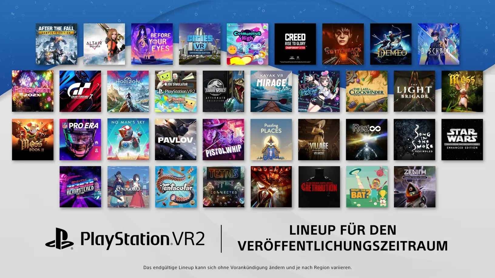 Launch-Line-up von PlayStation VR2