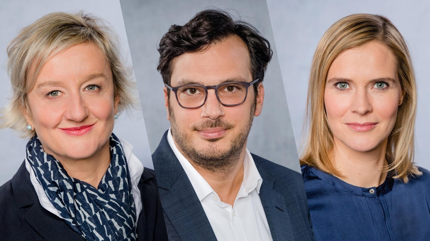 Das neue ARD-Kommunikationsteam (v.l.): Sabine Krebs, Birand Bingül und Svenja Siegert