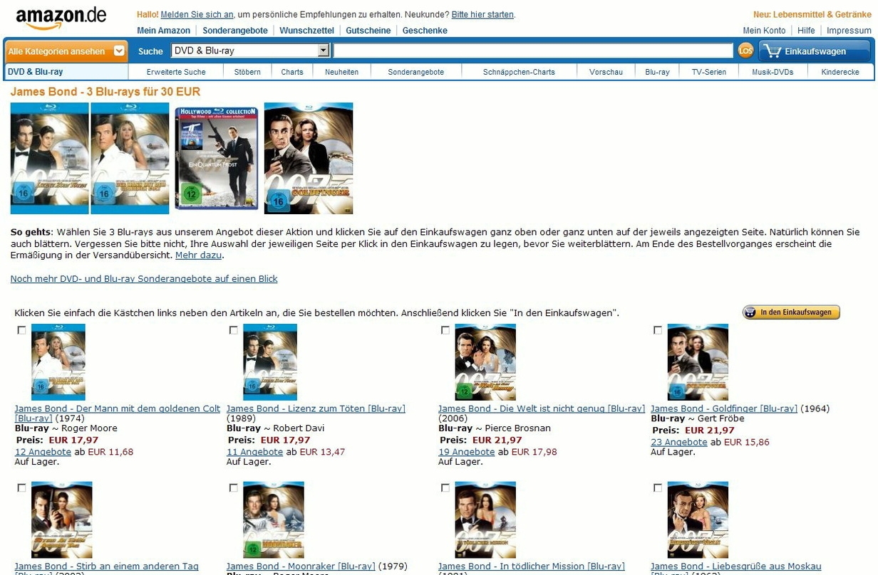 Bond-Blu-rays zum Schnäppchenpreis bei Amazon