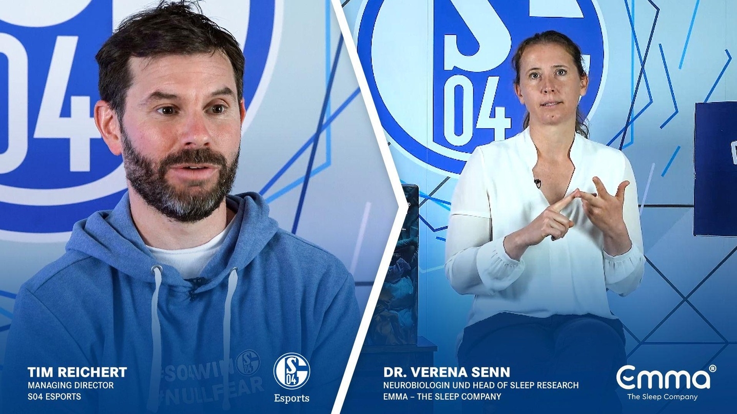 Die FC Schalke 04 Esports GmbH unter Managing Director Tim Reichert und das R&D-Team der Emma ? The Sleep Company unter Dr. Verena Senn, Neurobiologin und Head of Sleep Research arbeiten für die Schlafforschung zusammen.