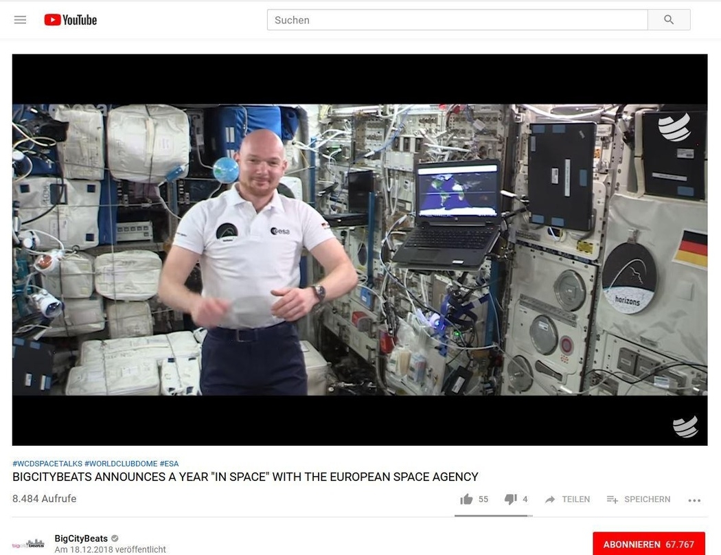Wirbt für die Kooperation zwischen ESA und BigCityBeats: ESA-Astronaut und ISS-Kommandant Alexander Gerst