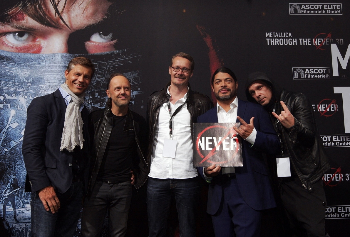 Bei der Filmpremiere (von links): Frank Briegmann, Lars Ulrich, Dirk Baur, Robert Trujillo und Sven Kilthau-Lander