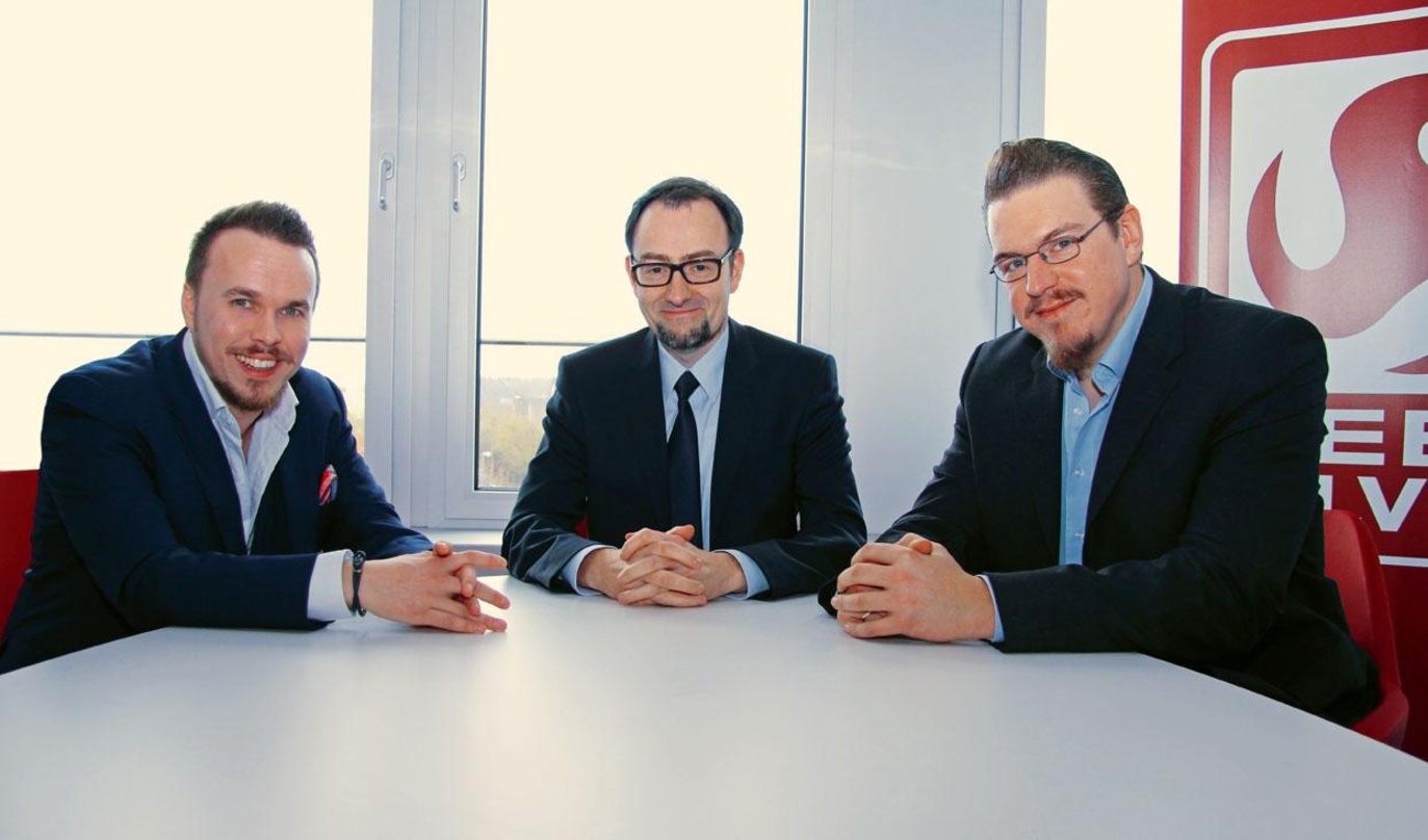 Übernehmen neue Verantwortlichenkeiten bei Koch Media (v.l.): Stephan Schmidt, Mario Gerhold und Jörn Karl Fahrbach