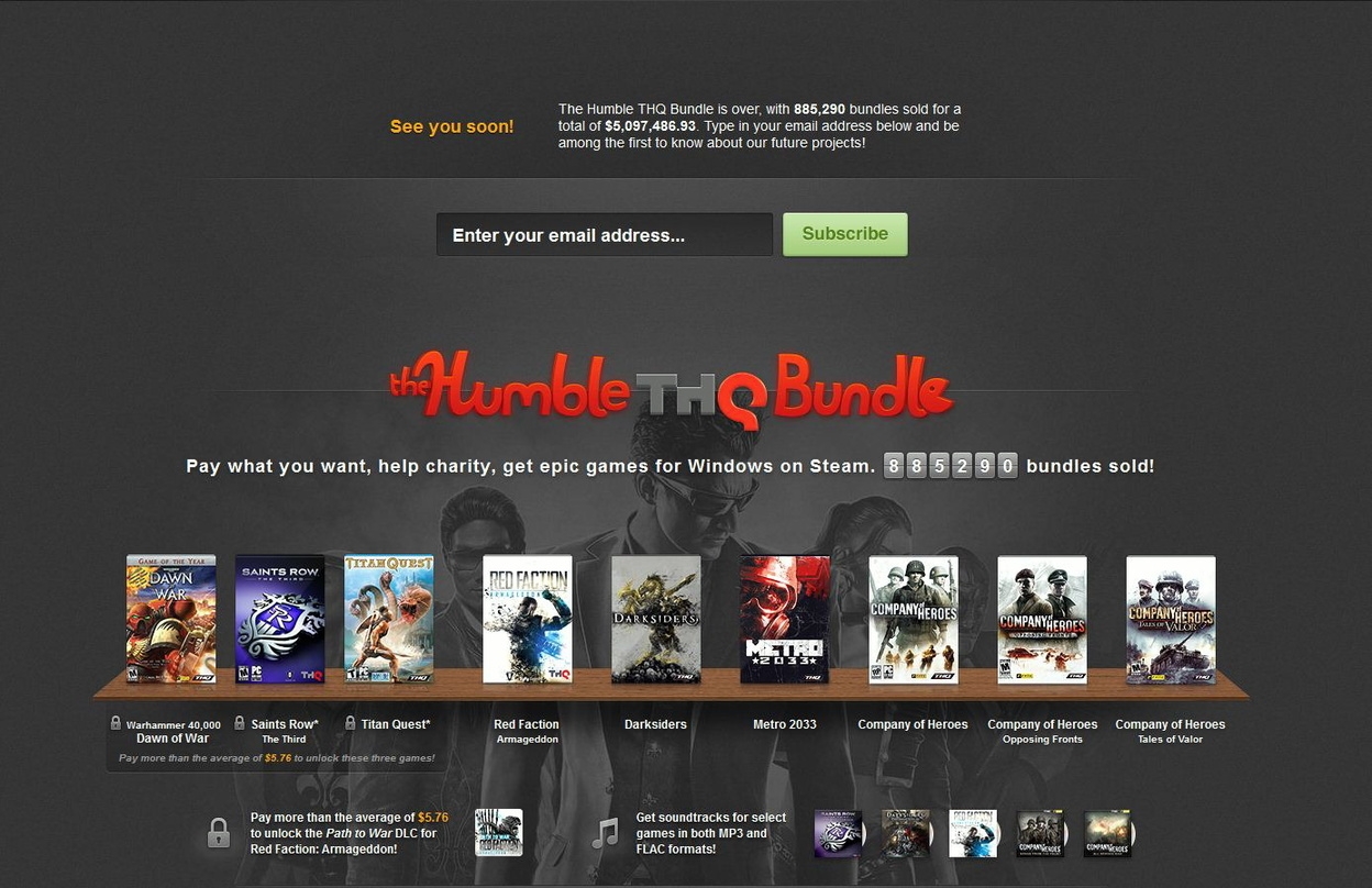 THQ Humble Bundle (Quelle: Screenshot Webseite)