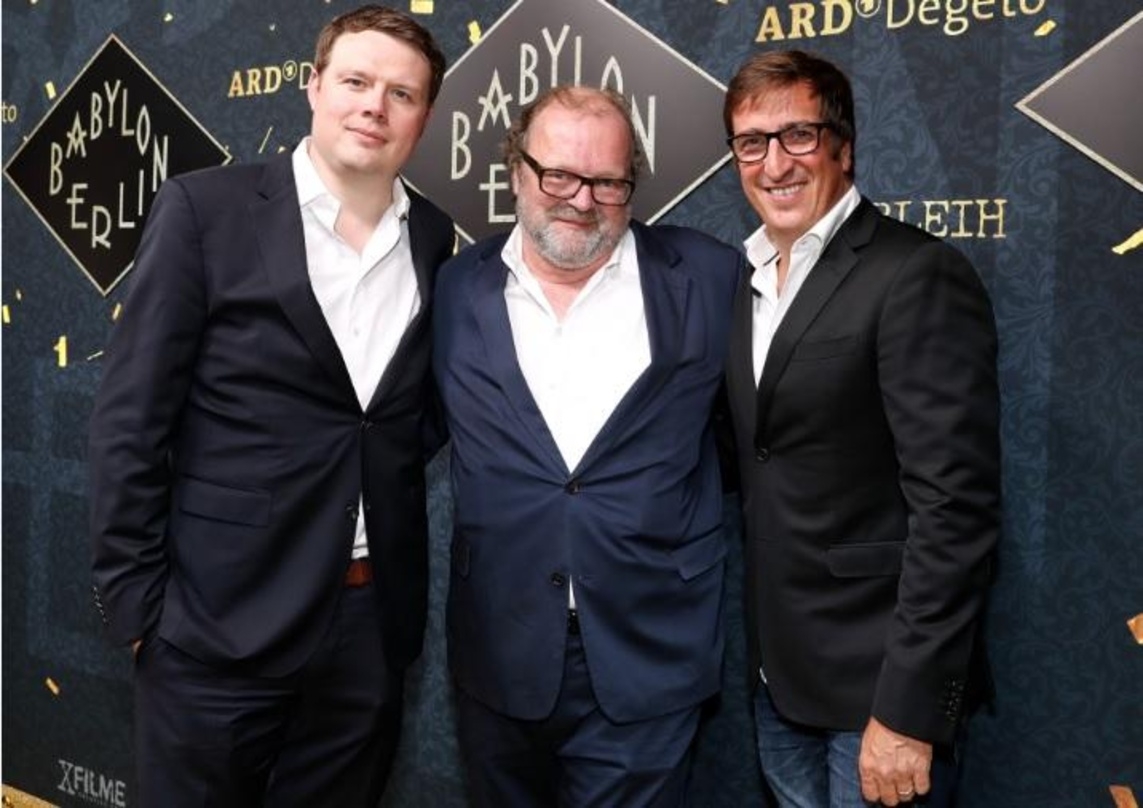 Die X Filmer Michael Polle, Stefan Arndt und Uwe Schott auf der "Babylon Berlin"-Premiere