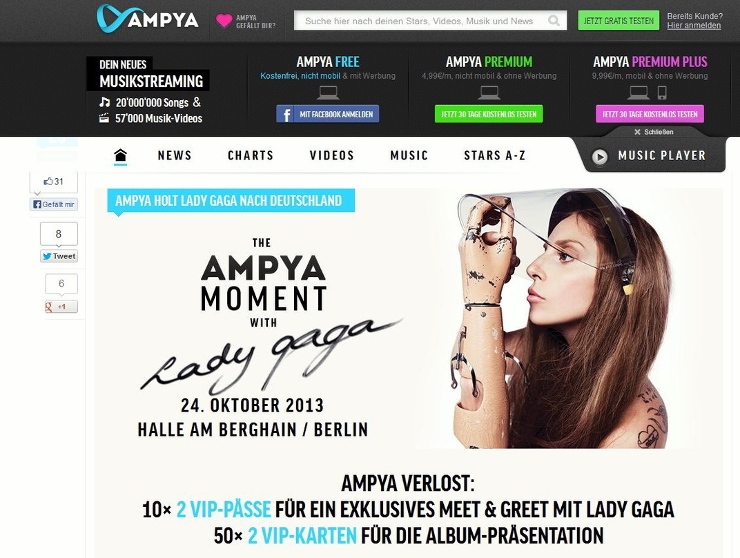 Albumpräsentation als Fan-Event konzipiert: Mit Unterstützung von Ampya bewirbt Lady GaGa am 24. Oktober in Berlin ihr neues Universal-Album