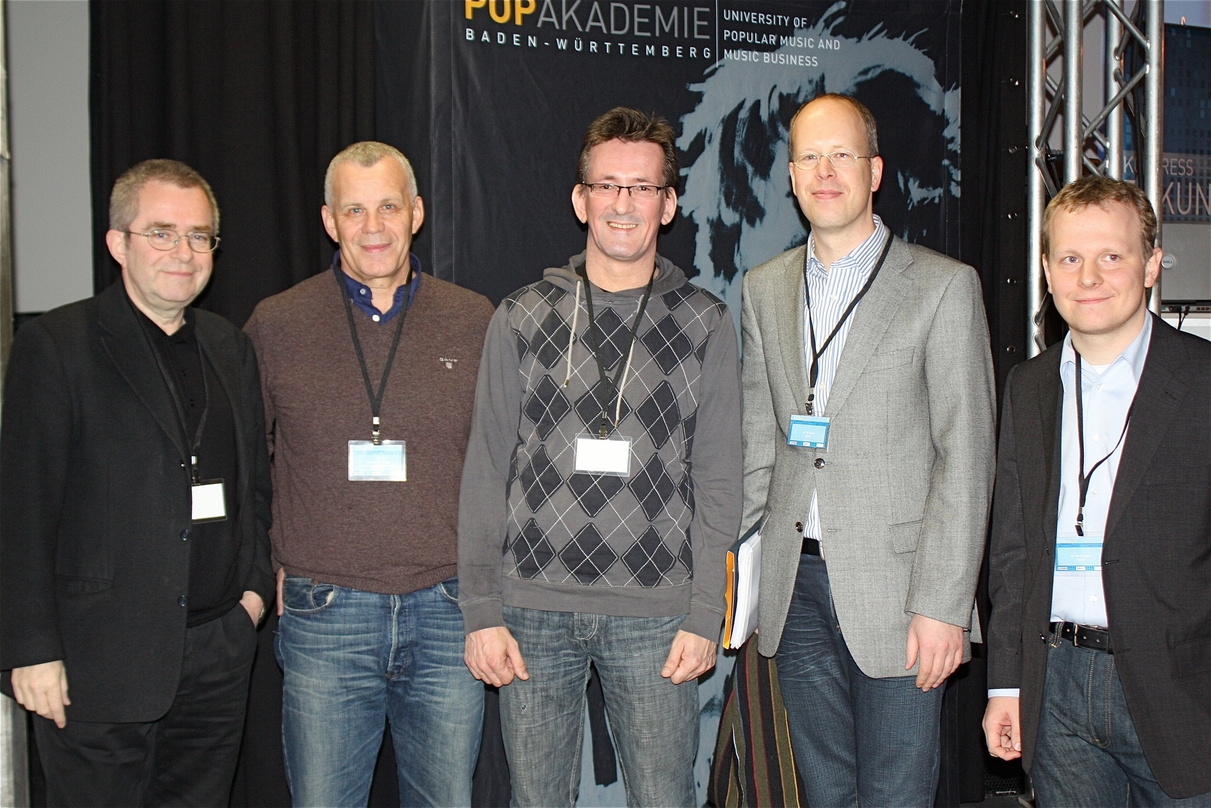 Machten sich Gedanken über die Zukunft der Verwertungsgesellschaften (von links): Manfred Gillig-Degrave, Hubert Wandjo, Jens-Markus Wegener, Till Evert, Mario Rehse