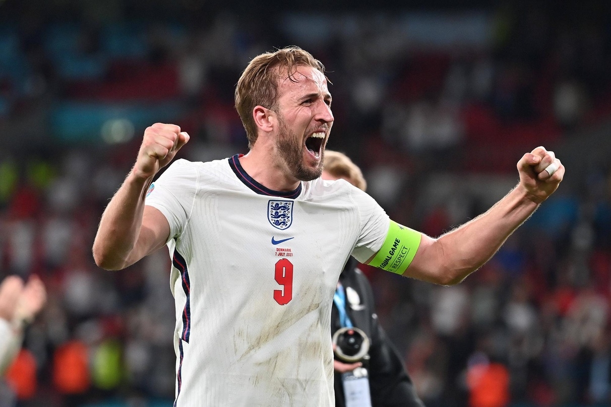 Siegtorschütze Harry Kane bejubelt den erstmaligen Finaleinzug der englischen Nationalmannschaft ins Finale der Fußball-EM 