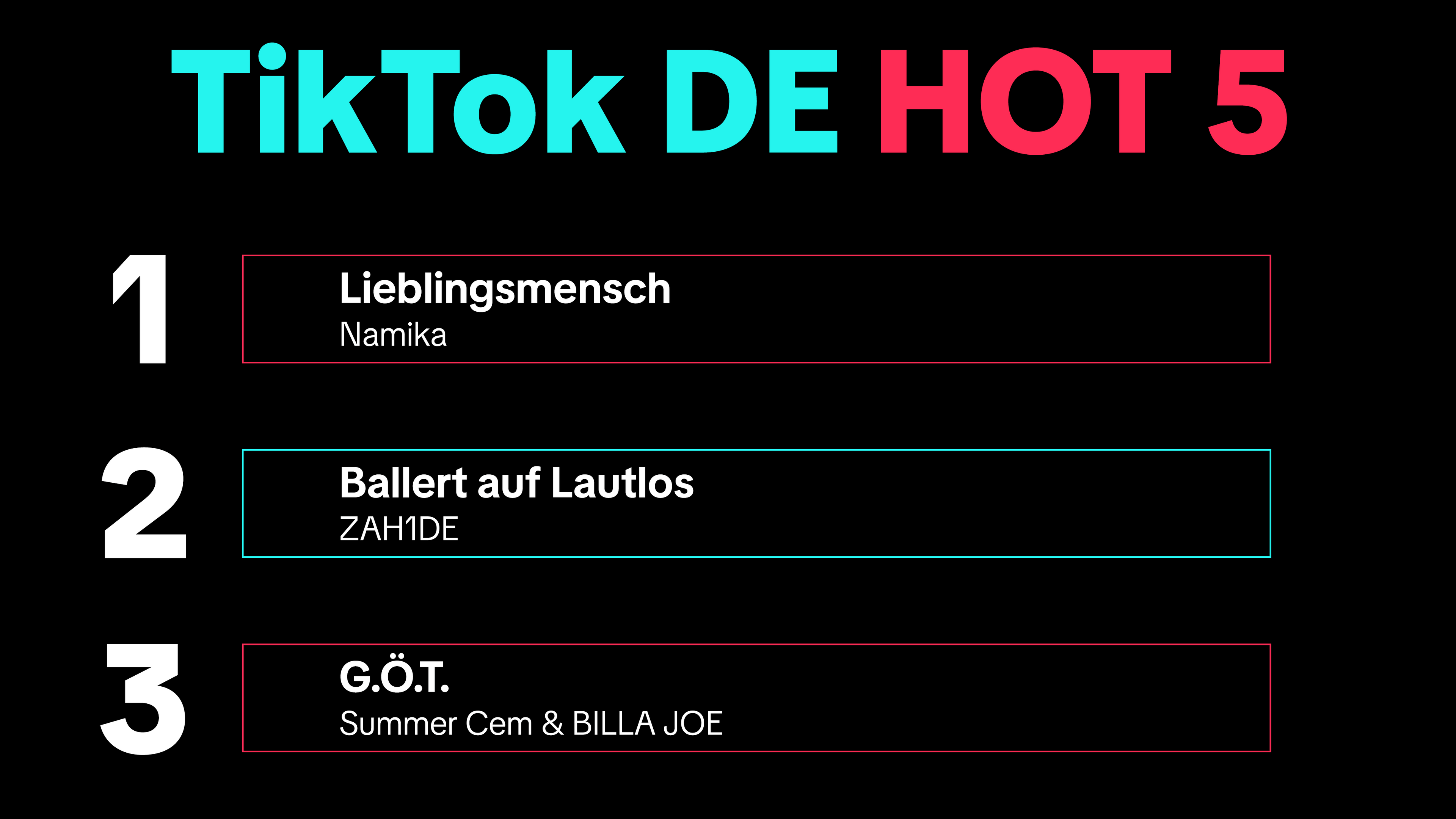 TikTok DE Hot 50 KW05: Lieblingsplatz für Namika