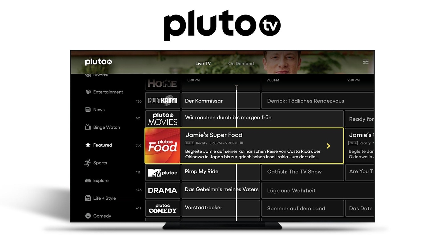Die neue Benutzeroberfläche von Pluto TV