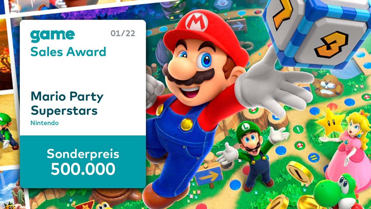"Mario Party Superstars" auf der Switch erhält einen game Sales Award Sonderpreis.