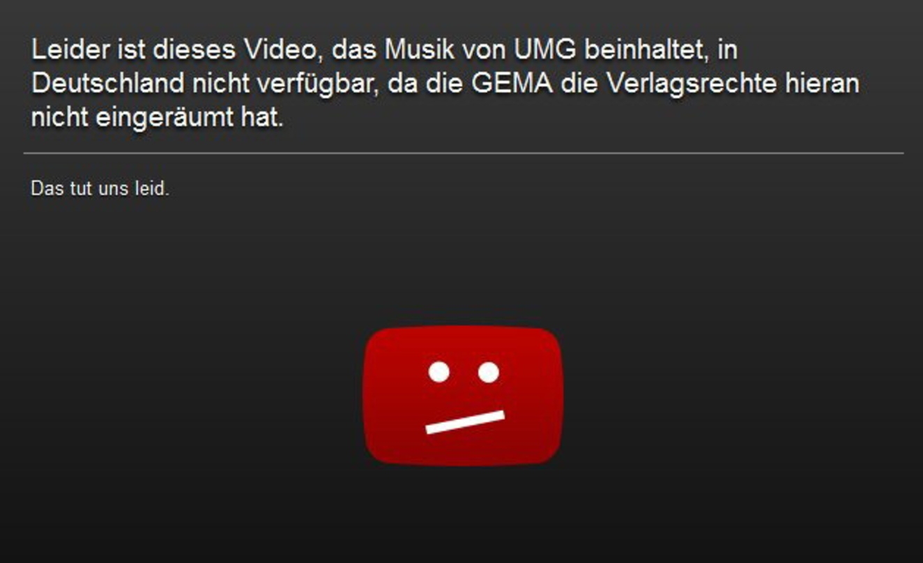 Um diese Sperrhinweise geht es: Die GEMA will YouTube zwingen, sie zu entfernen
