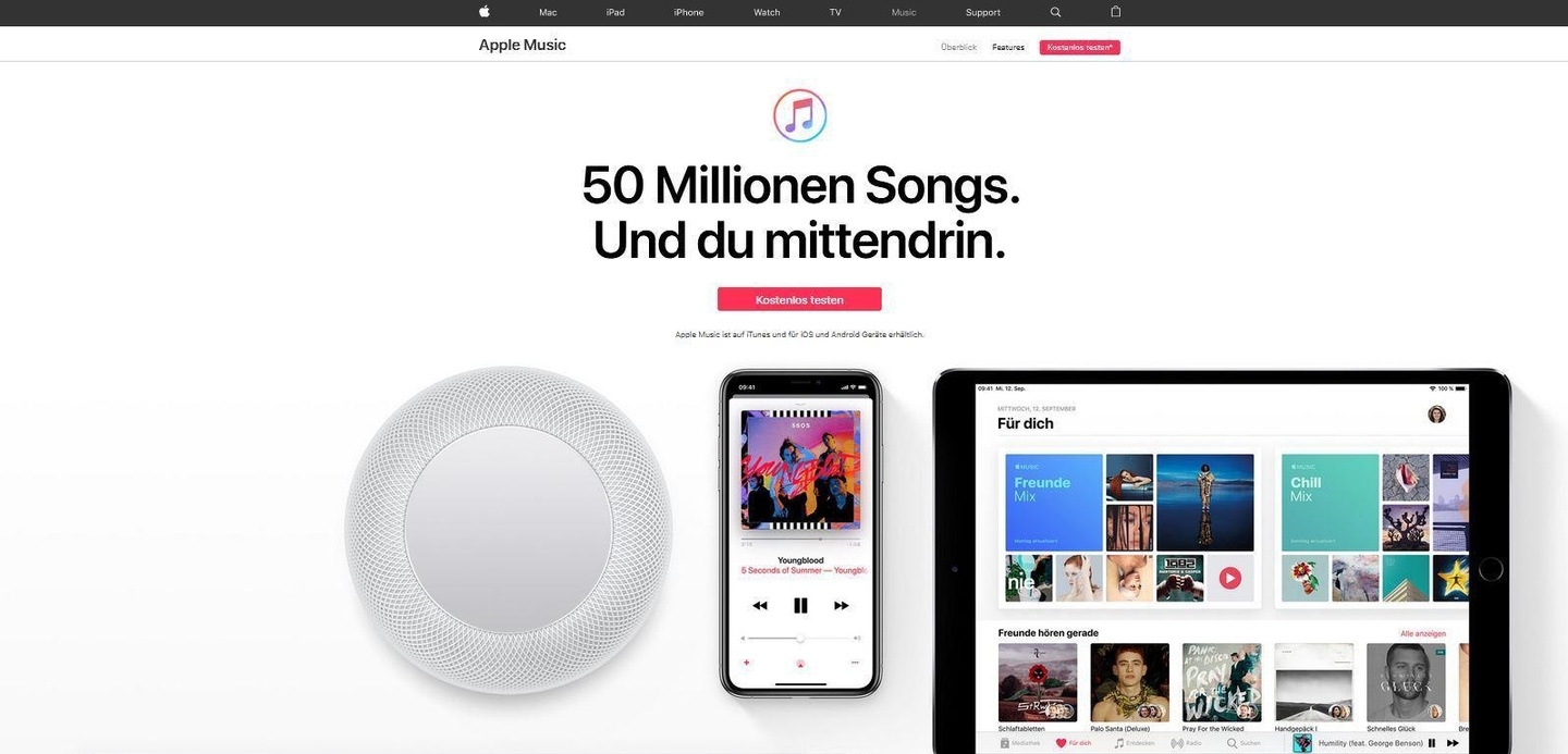 Lockt mit einem Angebot von 50 Millionen Songs: Apple Music
