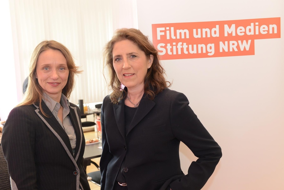 Filmstiftungs-Geschäftsführerin Petra Müller (rechts) und die Leiterin der Förderung, Christina Bentlage, beim heutigen Pressegespräch
