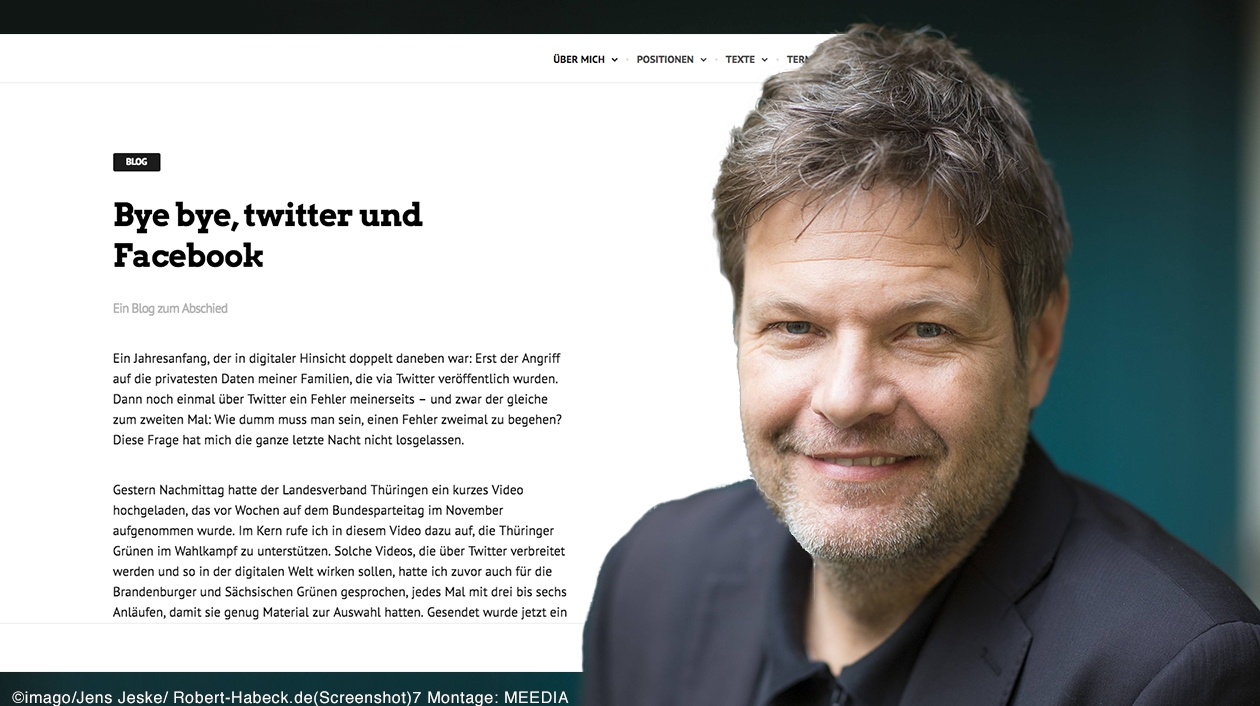 Grünen-Chef Robert Habeck kehrt Facebook und Twitter den Rücken