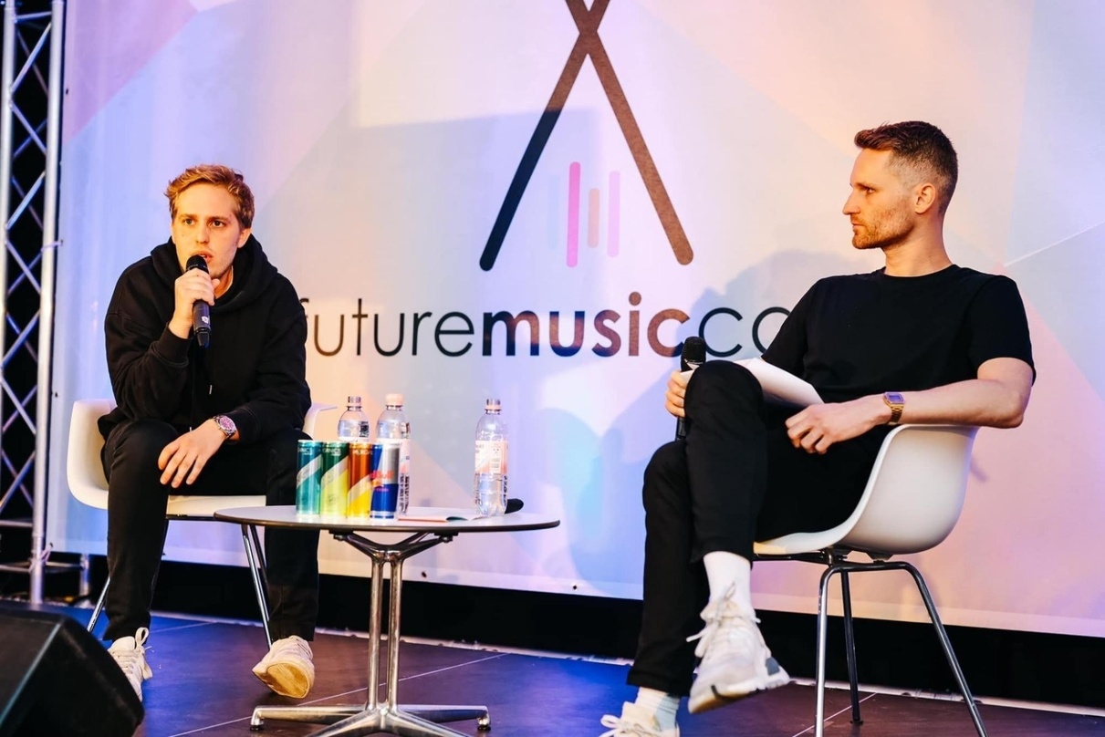 2019 auf der Bühne des Future Music Camps in Mannheim: Björn Deparade (links) und Steffen Geldner