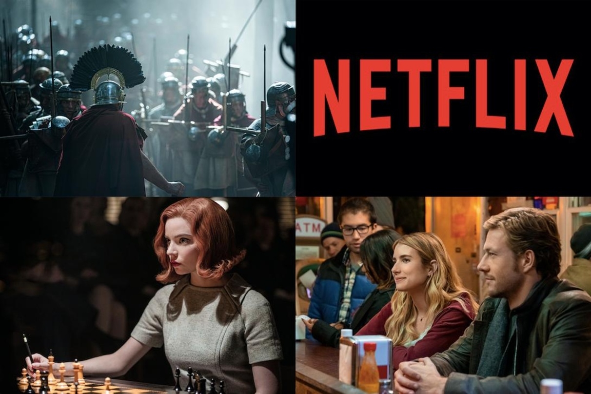 Netflix-Erfolge: "Barbaren" (l.o.), "Das Damengambit" (l.u.) und "Holidate" (r.u.)