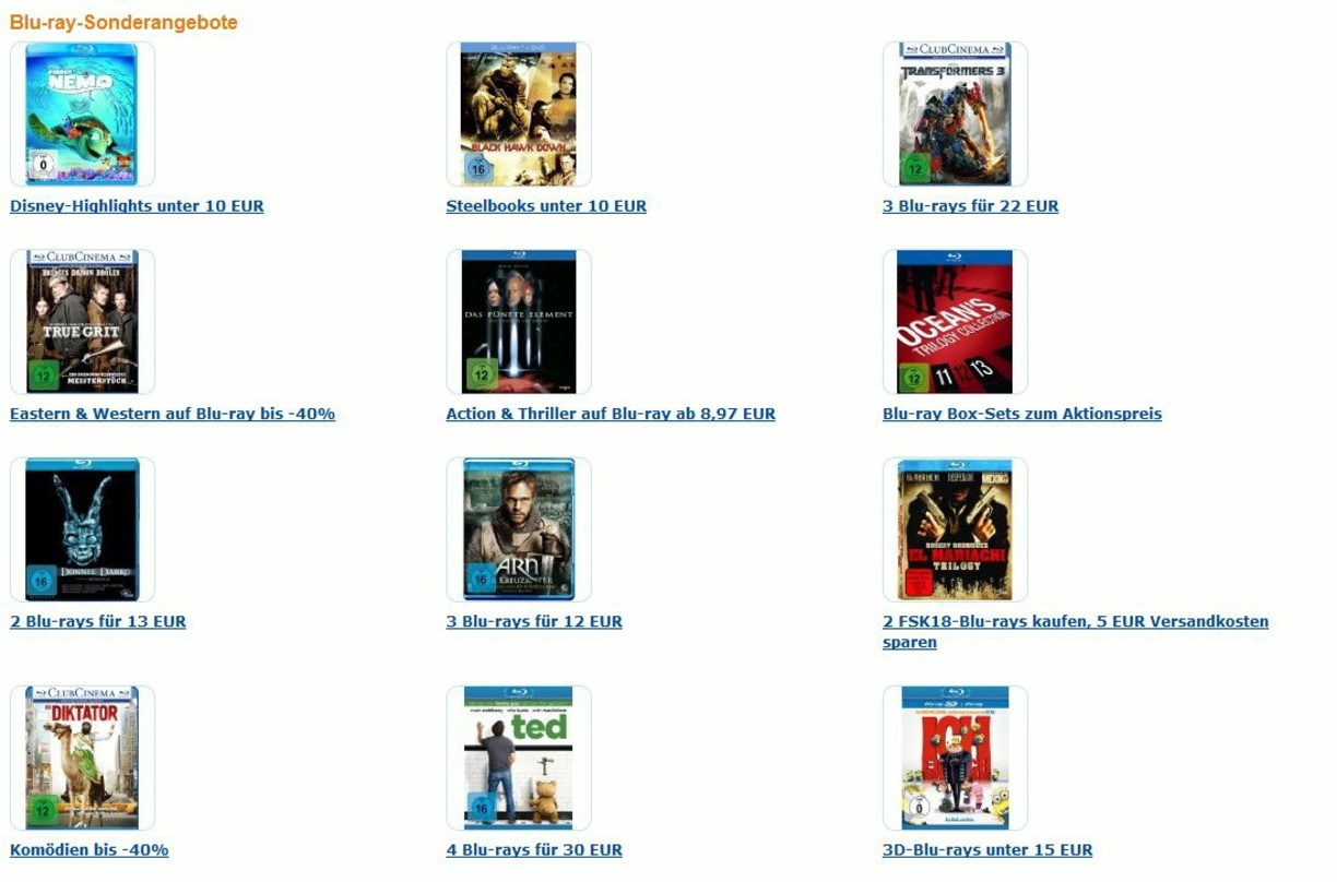Amazon buhlt aktuell wieder mit mehreren Blu-ray-Aktionen um Kundschaft