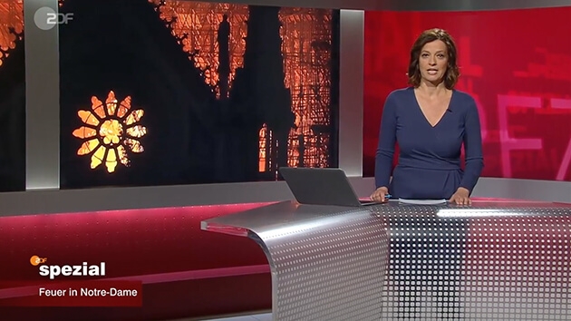 Antje Pieper moderierte das "ZDF spezial: Feuer in Notre-Dame"