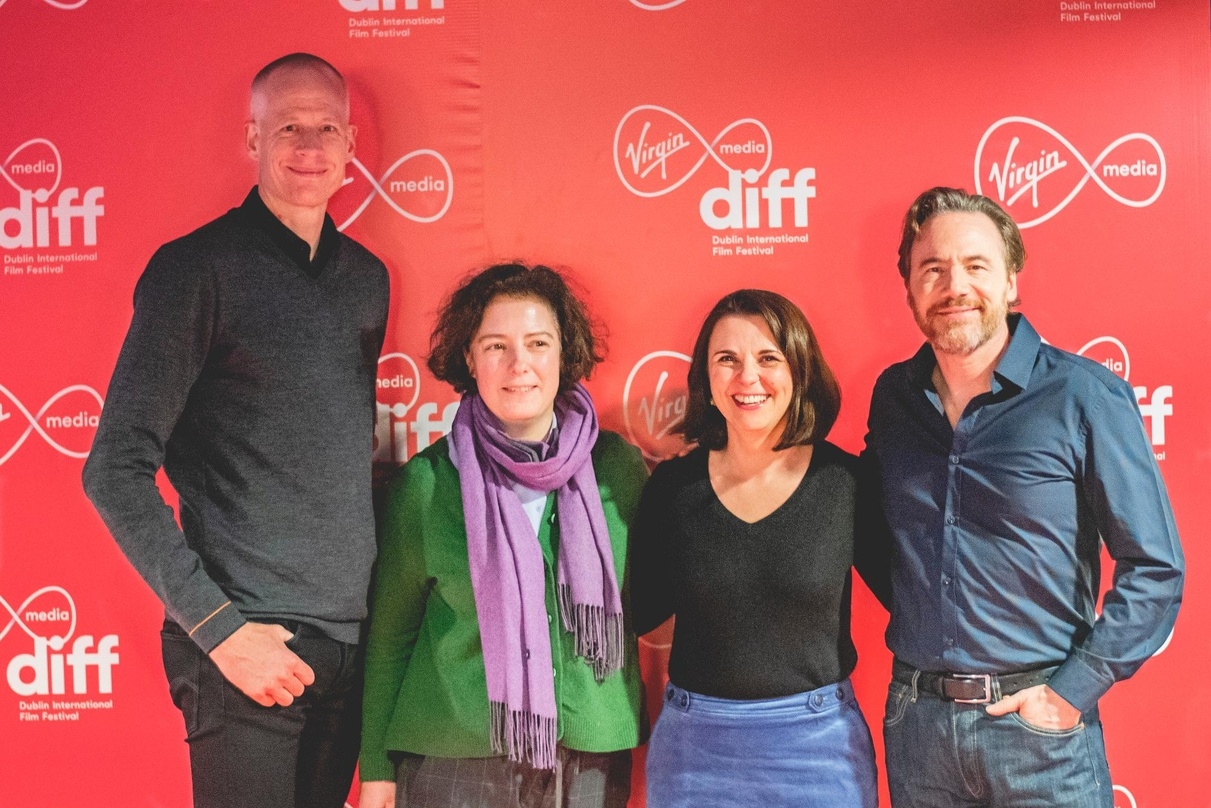 Zur Premiere von "Ballon" begrüßte die Leiterin des Vergin Media Dublin International Film Festival, Gráinne Humphreys (2.v.l.) Kalle Friz und Isabel Hund (beide Studiocanal) sowie Michael Bully Herbig (v.l.n.r.)