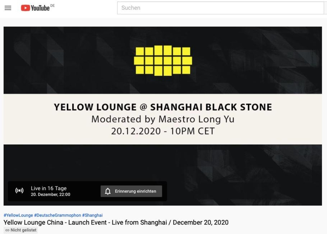 Exportschlager Yellow Lounge: das Klassik-Clubformat soll ab Dezember 2020 häufiger in China stattfinden