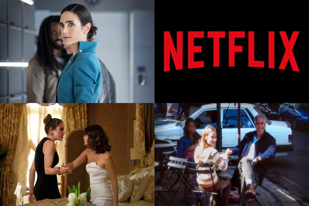 Netflix-Erfolge: "Snowpiercer" (l.o.), Der Denver-Clan (l.u.) und "Jeffrey Epstein: Stinkreich" (r.u.)