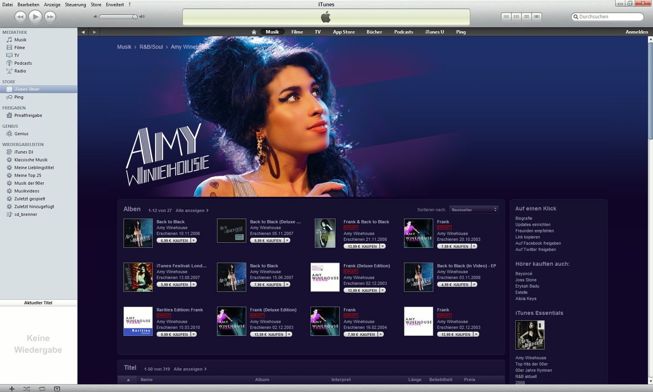 Nach ihrem tragischen Tod bei den Downloadportalen gefragt: Amy Winehouse