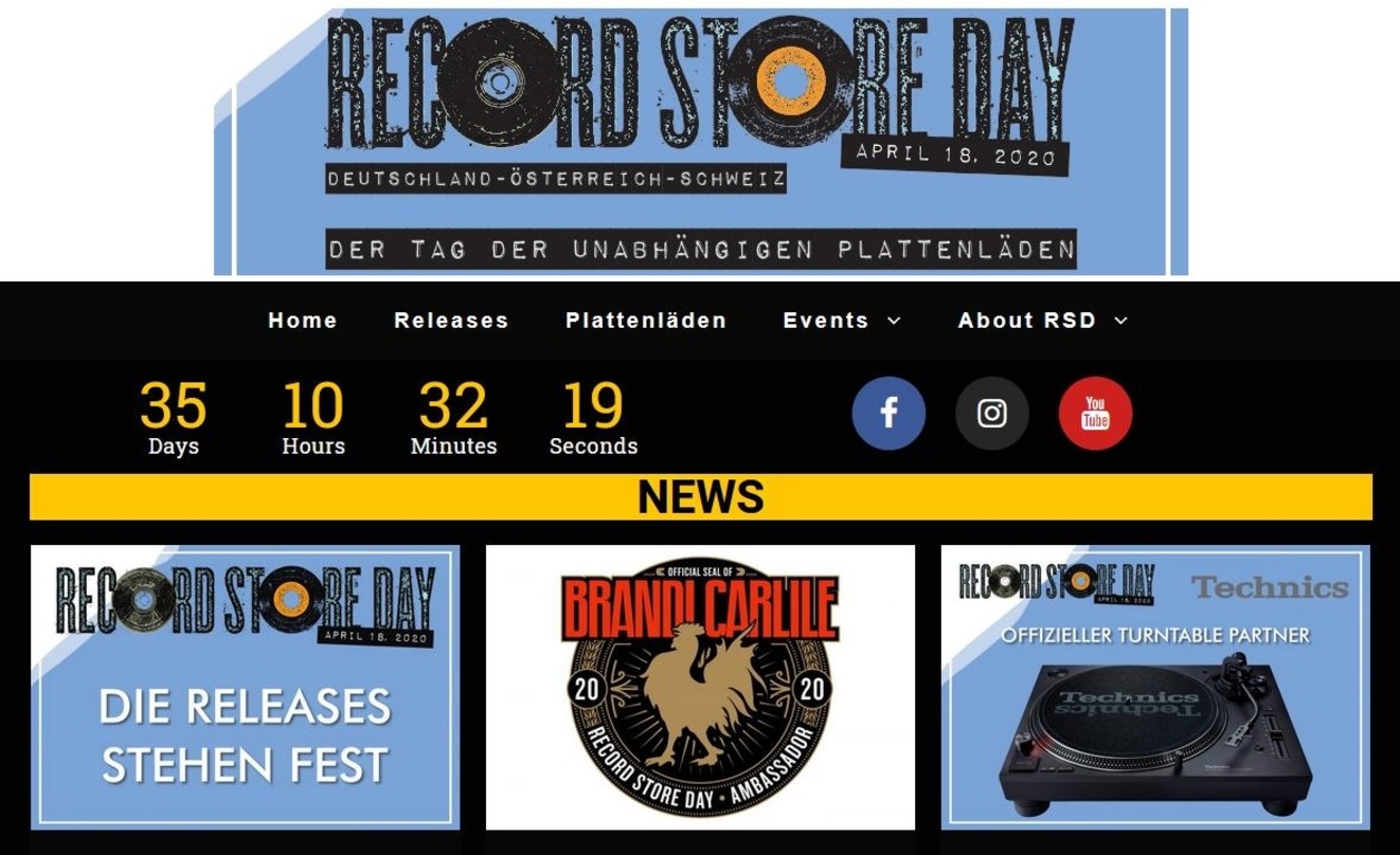 Hier dürfte die Uhr schon sehr bald um rund 60 Tage zurückgedreht werden: die Homepage des Record Store Days Germany