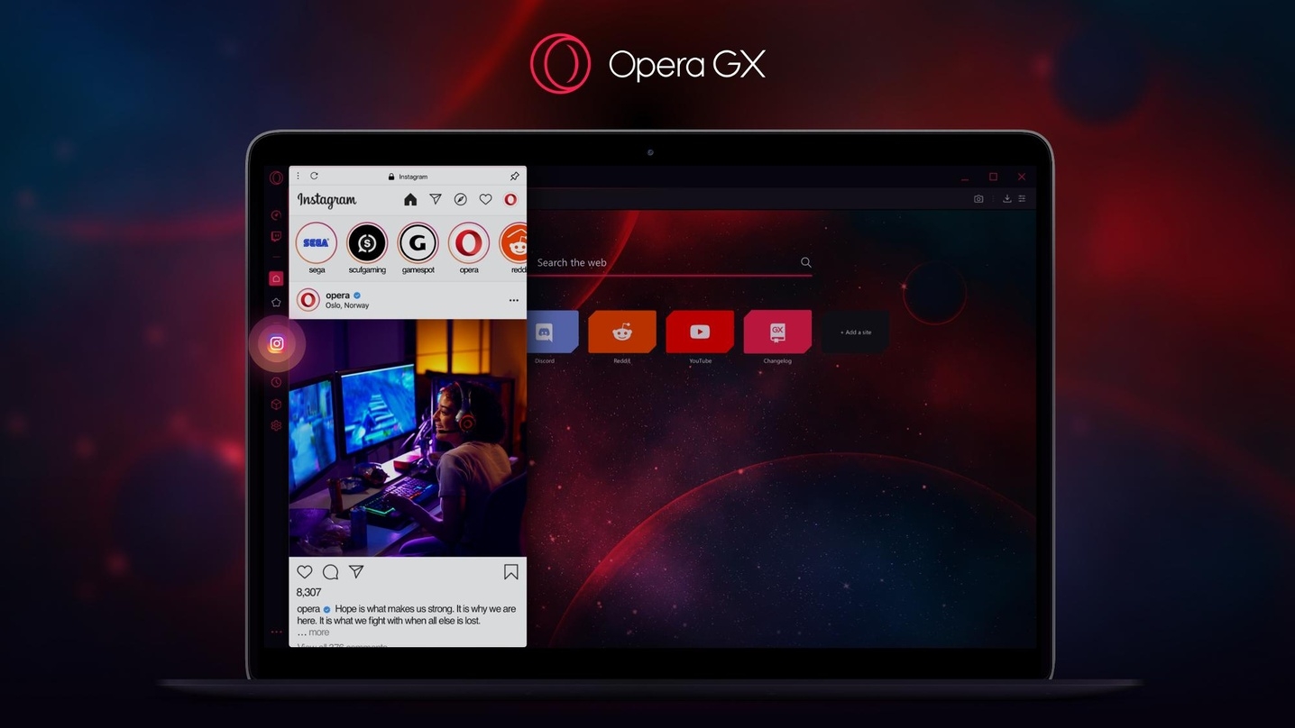 Eine Neuerung im Opera GX Browser ist die feste Integration von Instagram
