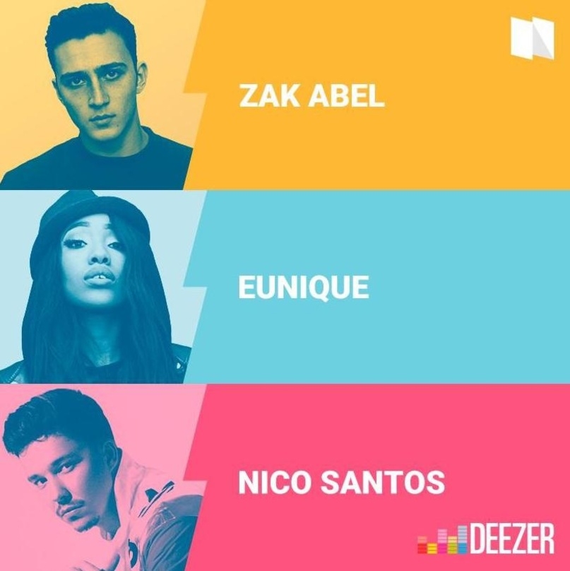 Wollen Deezer Next als Sprungbrett ins Musikgeschäft nutzen (von oben): Zak Abel, Eunique und Nico Santos
