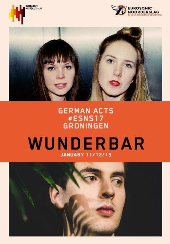 Treten 2017 beim Showcase-Festival Eurosonic Noorderslag in Groningen auf: Gurr (oben) und Roosevelt (unten) auf dem Cover des "Wunderbar"-Planers der Initiative Musik