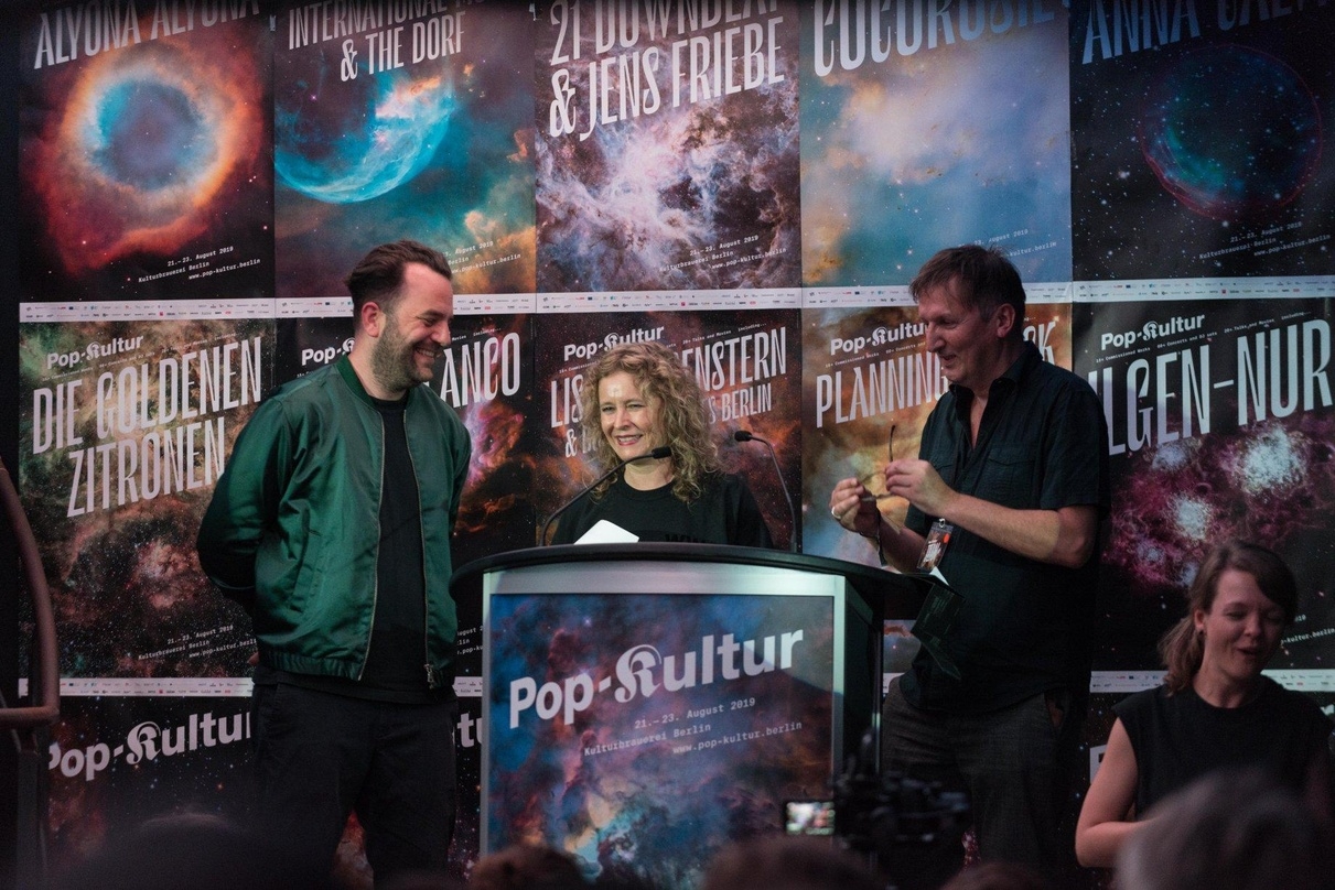 Hoffen auf eine Fortsetzung der Förderung durch den Bund (von links): Martin Hossbach, Katja Lucker und Christian Morin bei der Eröffnung von Pop-Kultur 2019