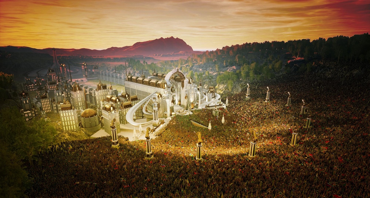 Teil des virtuellen Tomorrowland-Festivals: eine 3D-Landschaft