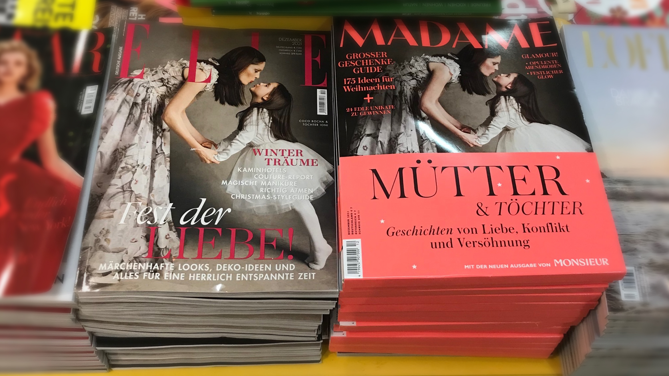 Die Dezemberausgaben von "Madame" und "Elle" liegen
mit dem gleichen Titelmotiv am Kiosk –