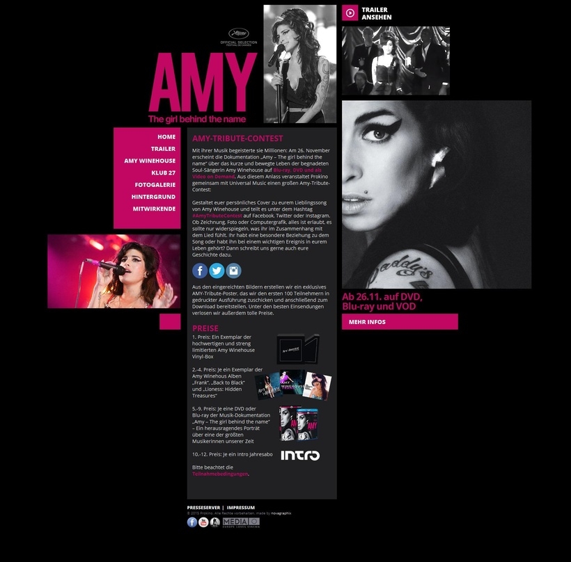 Prokino veranstaltet auf sozialen Netzwerken derzeit den "Amy Tribute Contest"